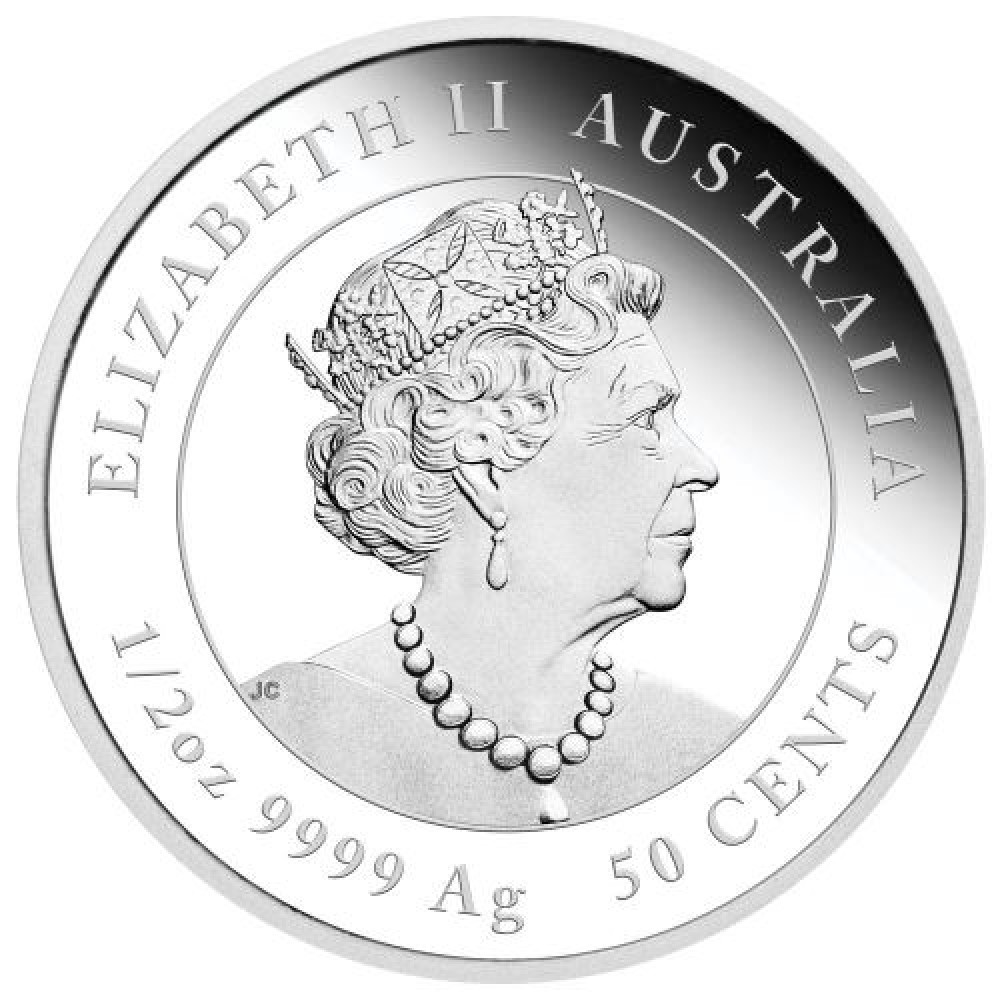 Banuti de argint pentru botez-50 centi Australia 1/2 oz , an 2022 Tigru